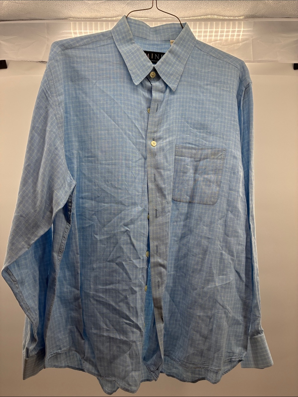 mine Light Blue Casual Button-Down Shirt with Chest Pocket
